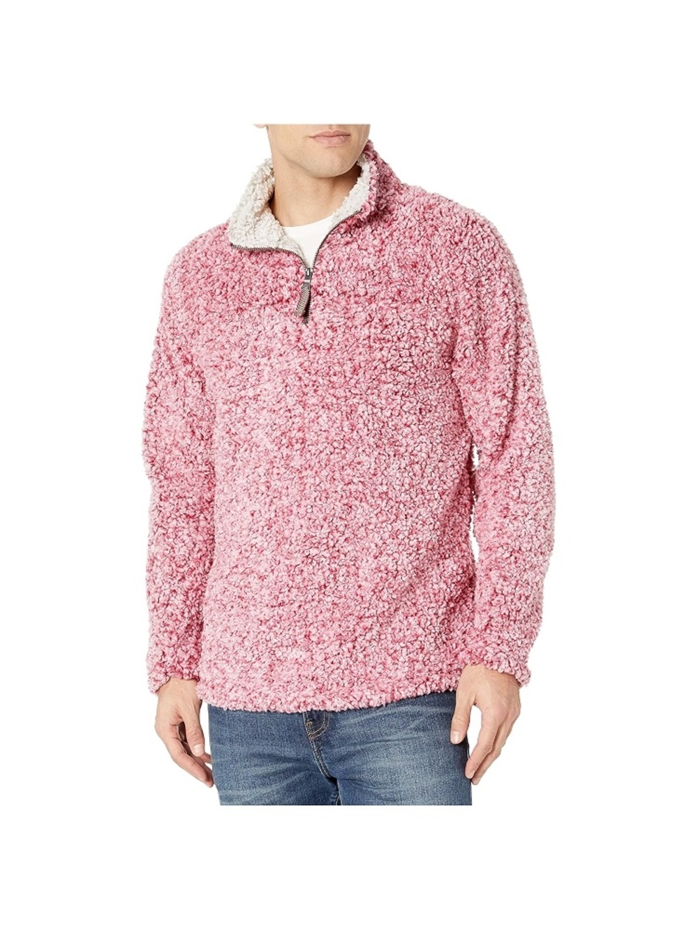 True Grit Pink/Burgundy Chenille Quarter-Zip Pullover Size L